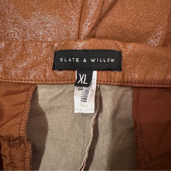 RTR Slate & Willow Brown Faux Leather High Rise Wide Leg Pants Sz XL - Picture 8 of 14